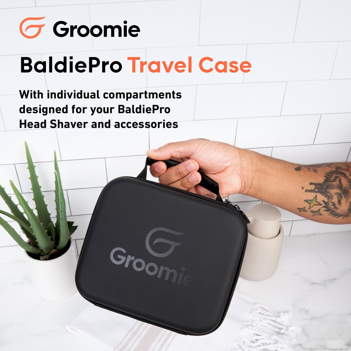Groomie Travel Case for BaldiePro Electric Head Shaver for Men - Sleek Hard Case for Shaving Kit - Portable On-the-Go Accessory for Head Shaver & Grooming Accessories
