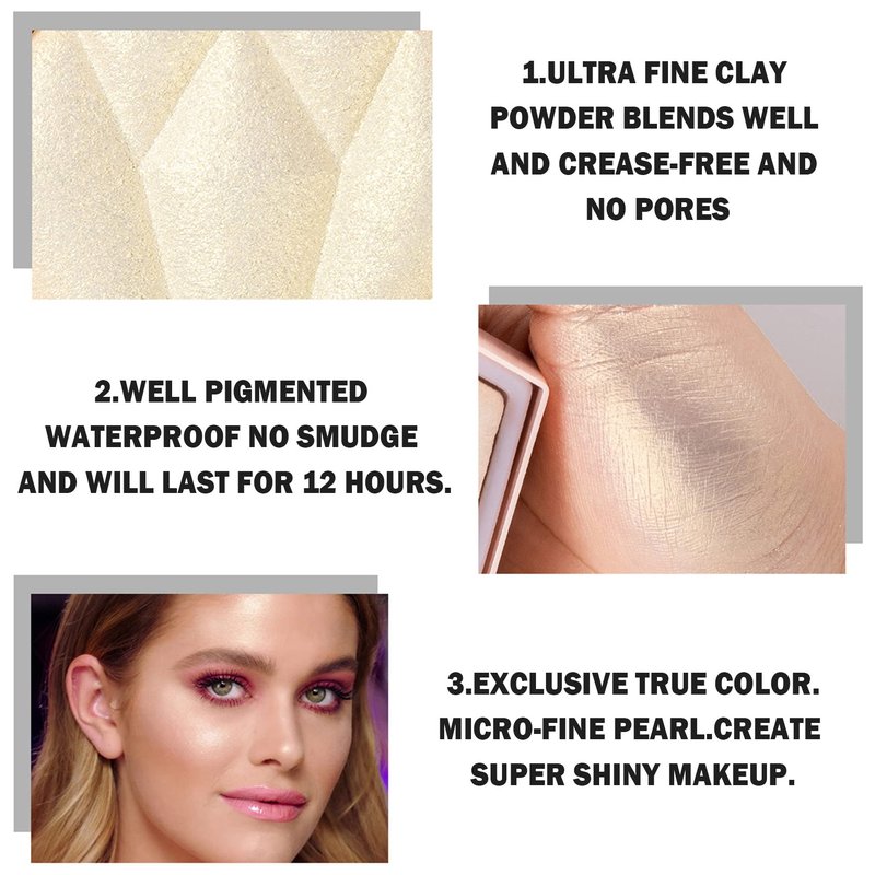 XINGXYUEL Face Shimmer Highlighter Palette, 1.0 Ounce, Pearl White+Fairy Pink, Long-Lasting, Shimmery, Powder, Unisex, Palette, Mixed Colors