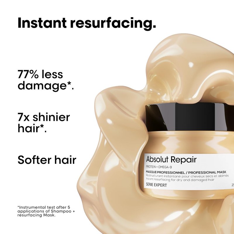 L'Oréal Professionnel Absolut Repair Hair Care Set - Protein Treatment for Dry, Damaged Hair | Shampoo, Conditioner & Mask