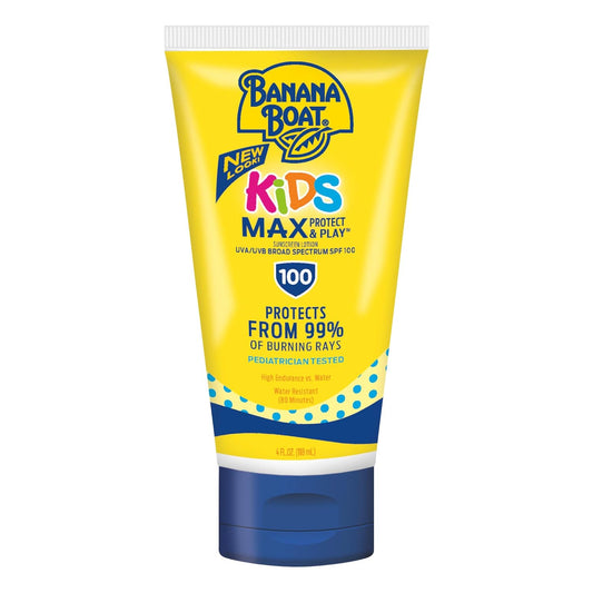 Kids Sunscreen Lotion SPF 100 - Max Protect & Play, Water Resistant, 4oz | Ideal for Outdoor Fun