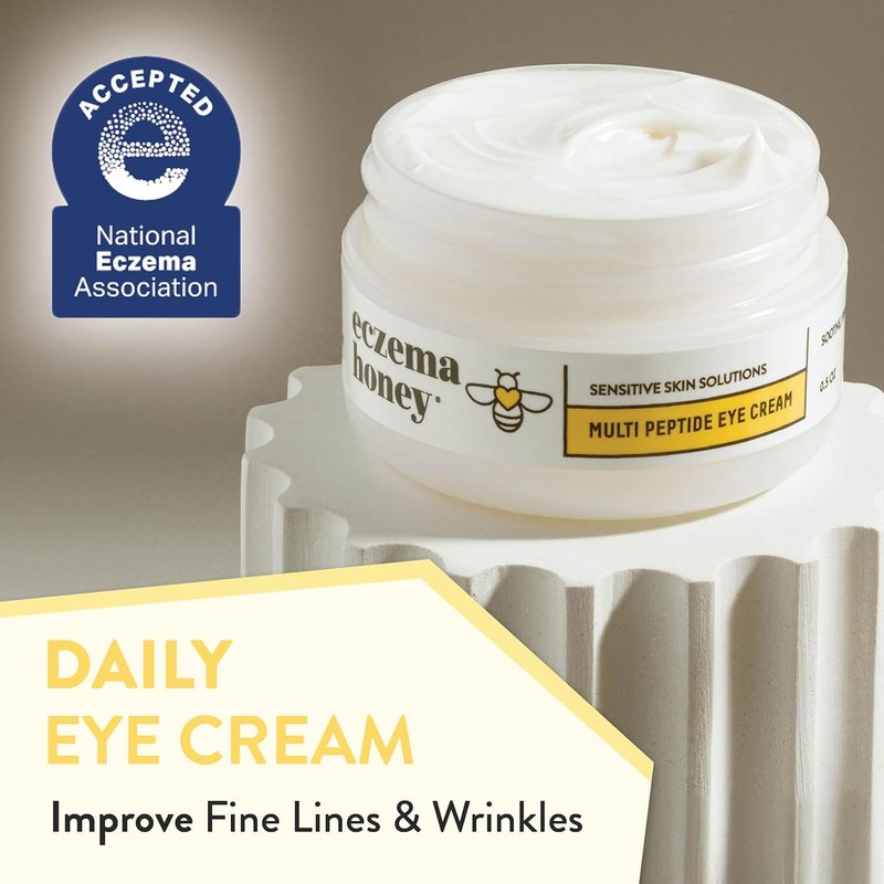 Eczema Honey Multi Peptide Eye Cream - Anti-Aging Treatment for Dark Circles & Puffiness | 0.5 Oz