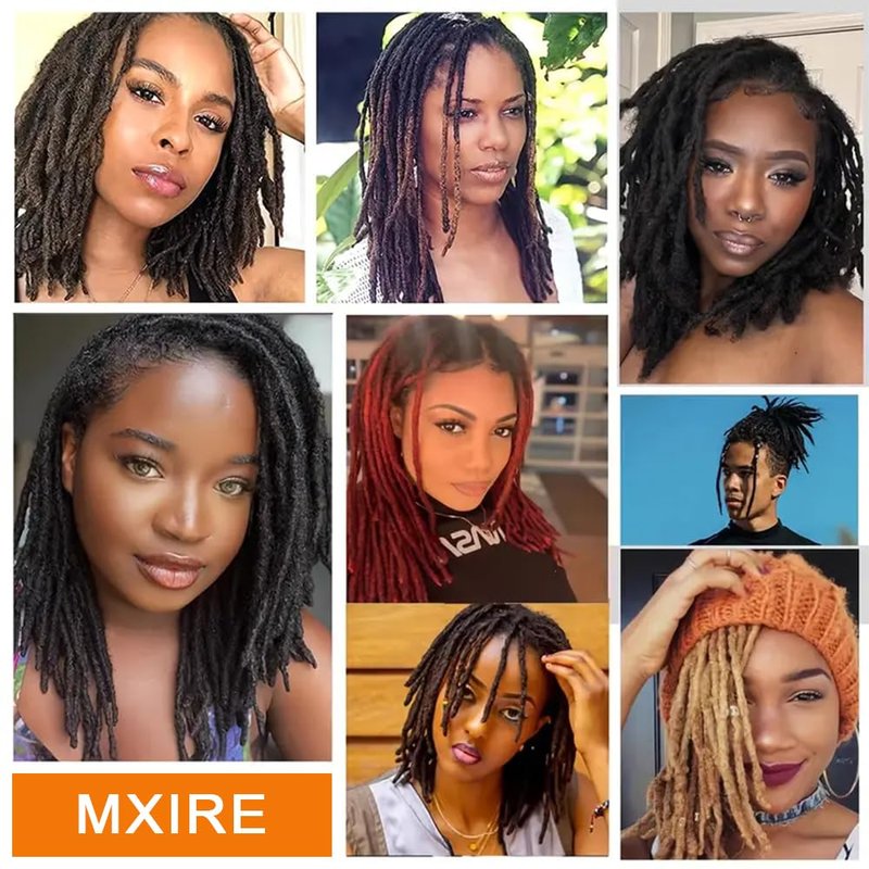 Dreadlock Extension Human Hair 0.6cm Thickness 10 Inch 30 Strands Real Human Hair for Man/Women/Kids Full Head Handmade Permanent Loc Extensions Bundles Can Be Bleached Dyed Curled Twisted