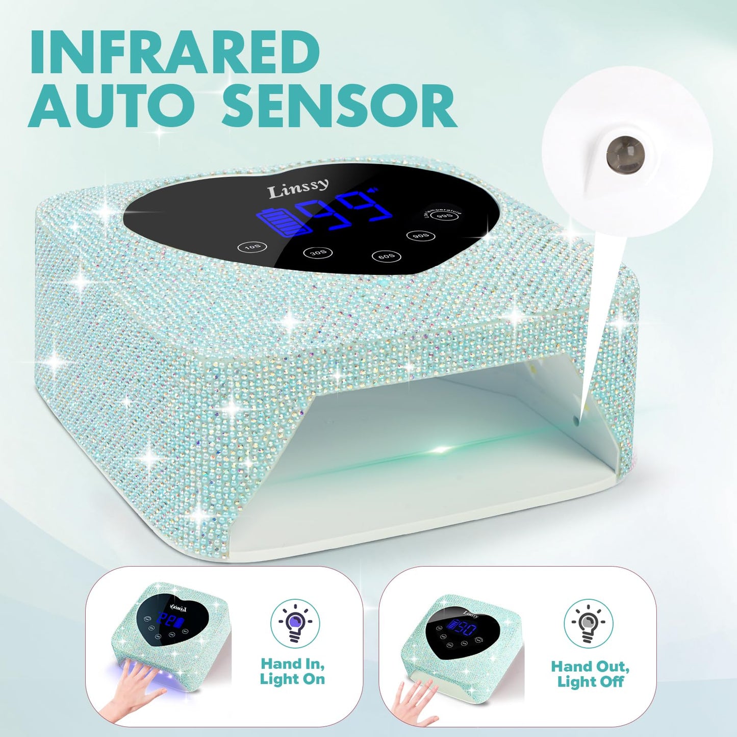 72W Cordless UV LED Nail Lamp for Gel Nails,Nail Dryer with 5 Timers