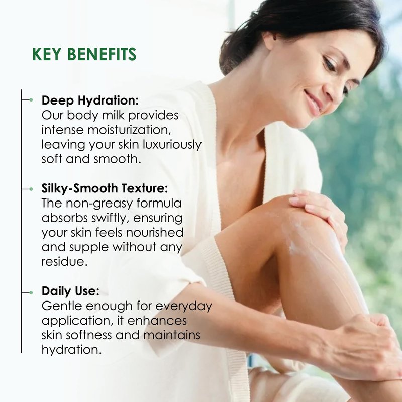 Body Hydrating Milk for Dry Skin - Daily Moisturizing Lotion with Ganges Water & A2 Clarified Butter, 1.69 fl oz | Softens Skin, Fast Absorbing, Lightweight, Non-Greasy, 100% Natural Ayurvedic Product