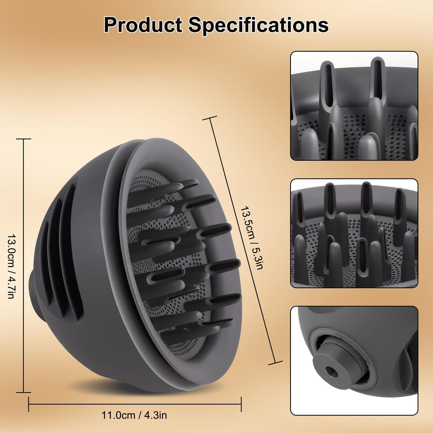 Wave Curl Diffuser Nozzle Attachment for Dyson Supersonic Hair Dryer HD19(Travel) HD01 HD02 HD03 HD04 HD08 HD15, Dome and Diffuse Modes, Fast Drying Wave Curly Thick, Enhanced Curl Definition, Grey