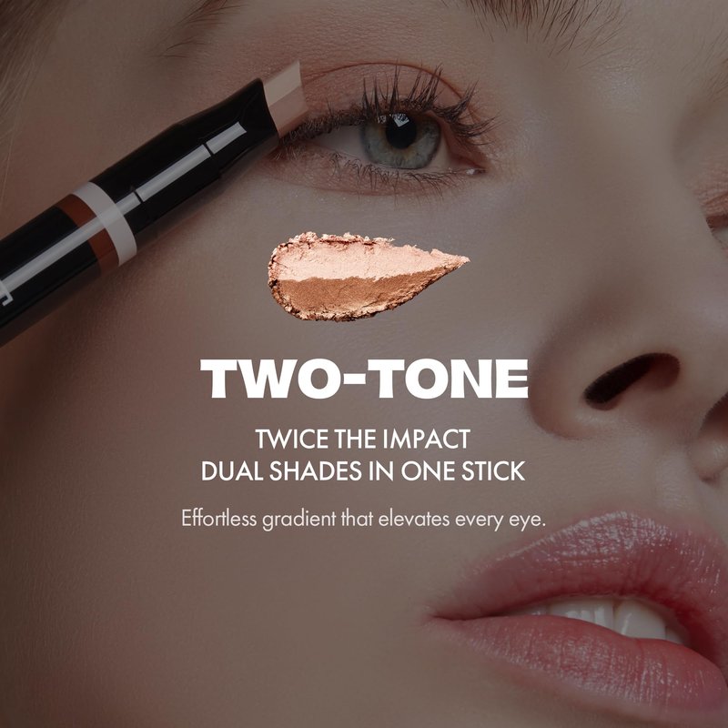 ELROEL Blanc Double Shadow Stick - 48HR Long Lasting Dual-Tone Eye Shadow Pencil - Combines Glitter w/Soft Matte or Shimmer - Waterproof & Smudge-Proof Eyeshadow Makeup 0.05 oz (#01 Gold-Espresso)