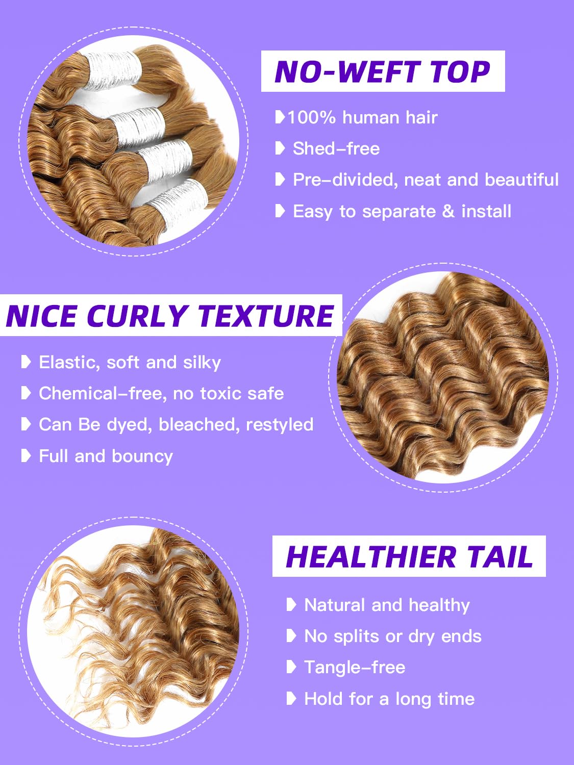 Enaiiby Color 27 Bundles Human Hair 50g 26 Inch, Blond Braiding Hair Loose Deep Wave Bundles Human Hair for Braiding Curly Hair Bulk, 12A No Weft 100% Real Virgin Hair Honey Blonde Boho Hair