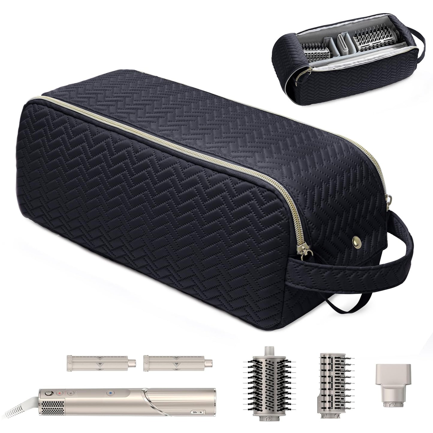 ELCUPA 2IN1 Hair Tools Travel Bag with Removable Heat Resistant Mat Curling Iron Travel Case, Hair Dryer Organizer for Flat Irons, Straighteners and Haircare Accessories, Hot Tools Travel Bag Hair