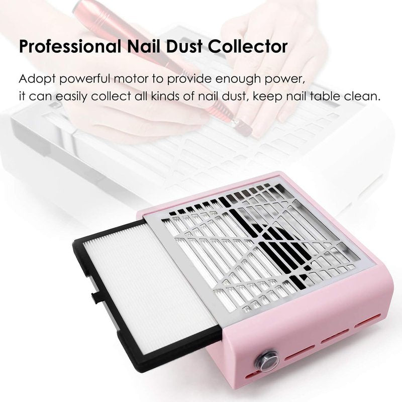 Nail Dust Collector Machine - Powerful Vacuum Suction Fan for Acrylic & Gel Removal | Pink