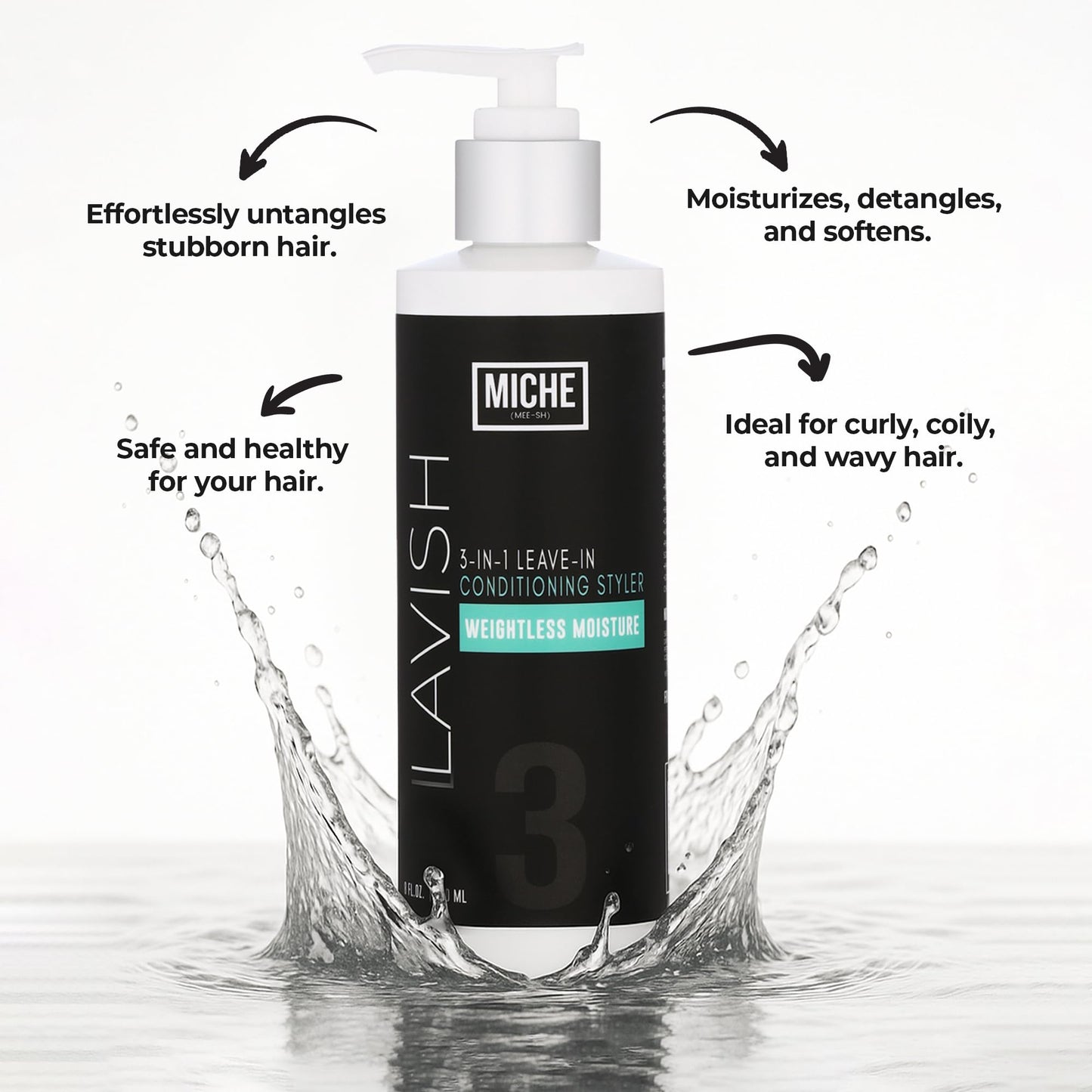 Miche Beauty Miche Lavish Leave-In Conditioner For Curly, Kinky Or Wavy Hair, Silicone And Paraben Free - 8oz