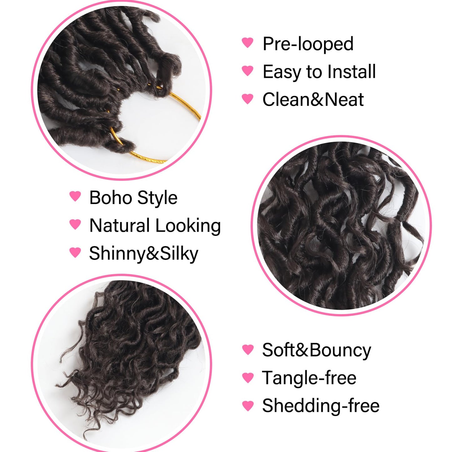Sosihua Goddess locs crochet hair, 9 packs soft boho faux locs with curly ends bohemian crochet dreads for black women(8Inch,#4)