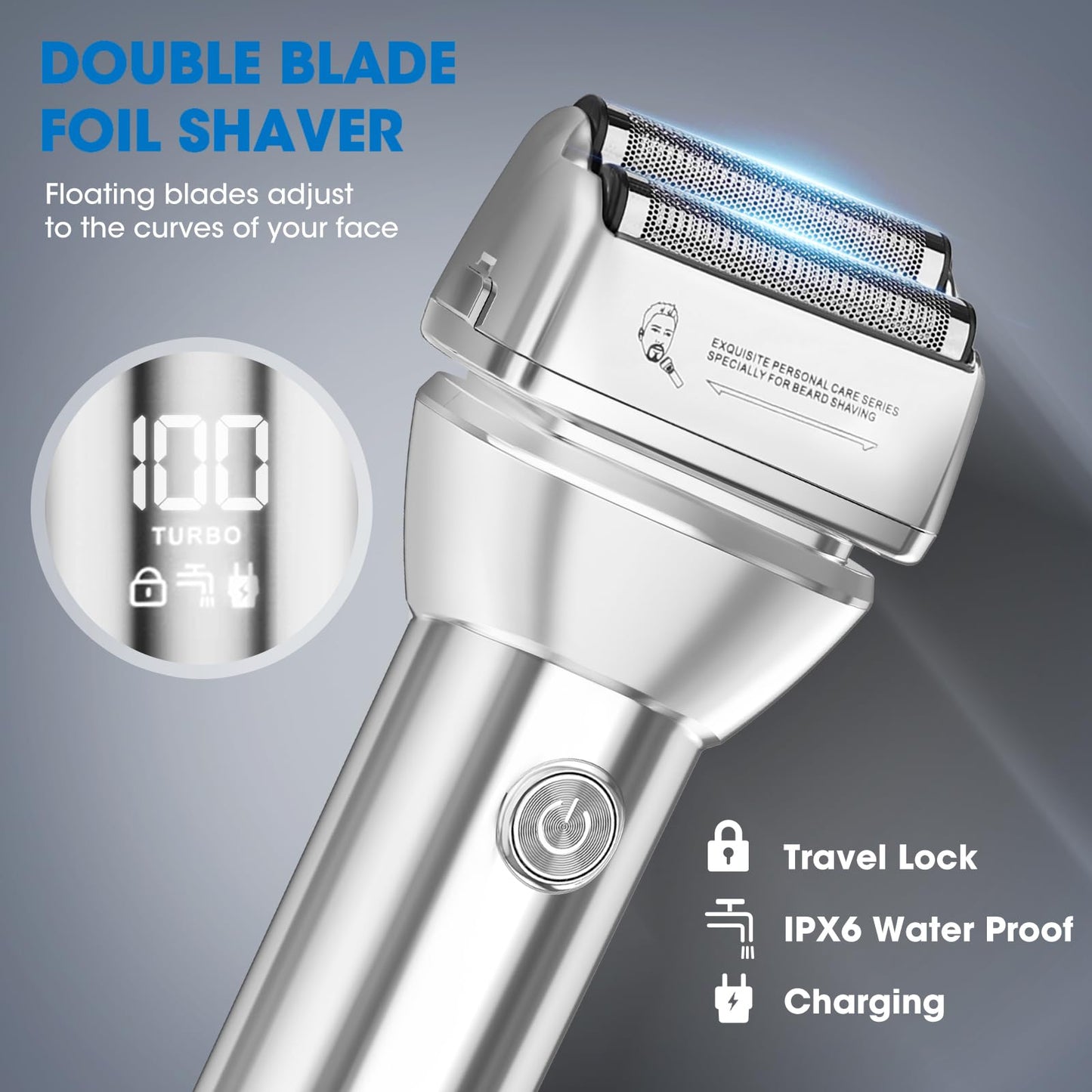 Suttik Professional Hair Clippers for Men, Barber Clippers and Trimmers Set, Foil Shavers for Men, 4 in 1 Cordless Hair Clippers Set Hair Cutting Kit Barber kit with LED Display