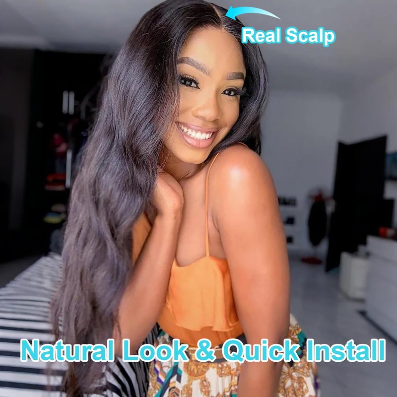 EMOL U Part Human Hair Wig Body Wave 18 Inches Upart Wig for Black Women Medium Length Brazilian Remy Human Hair Glueless Wigs Natural Black Breathable No Sew In Beginner Friendly