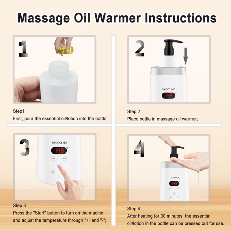 JOJOCOSMO Massage Oil Warmer Professional Lotion Warmers for SPA, Automatic Oil Lotion Cream Warmer For Salon, Home, with Two Oil Bottle Dispenser (White)