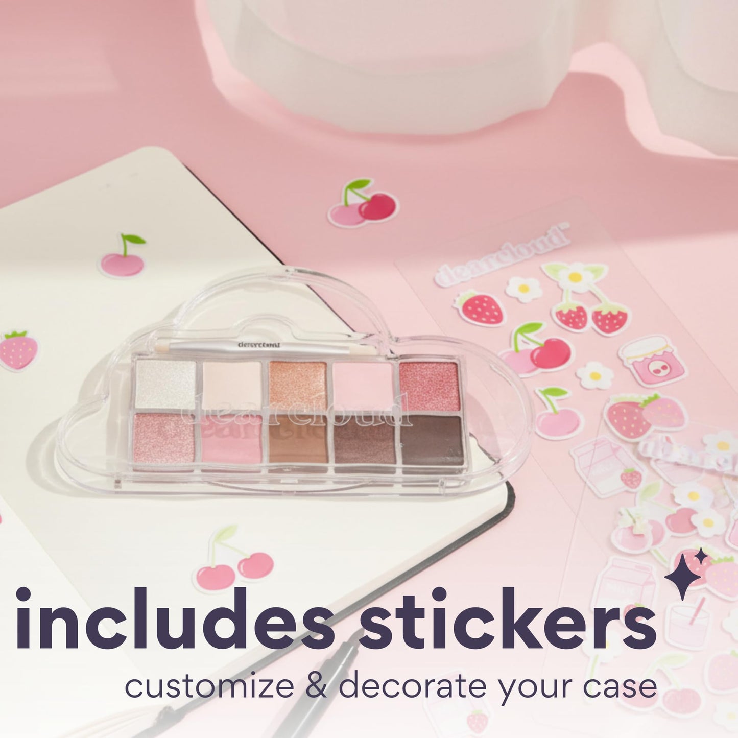 dearcloud Sky/Shadow – Strawberry Garden – eye shadow palette makeup with 10 Ultra-Fine Pigments & Dual-Ended eyeshadow brush (Strawberry Garden)