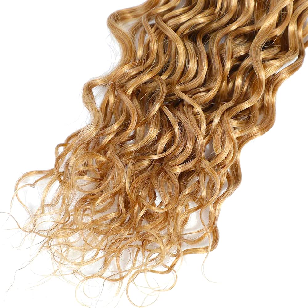 Blonde Bundles Honey Blonde Human Hair Bundles 27 Water Wave Human Hair Bundle 8 10 12 Inch Pure Color 27 Wet and Wavy Bundle