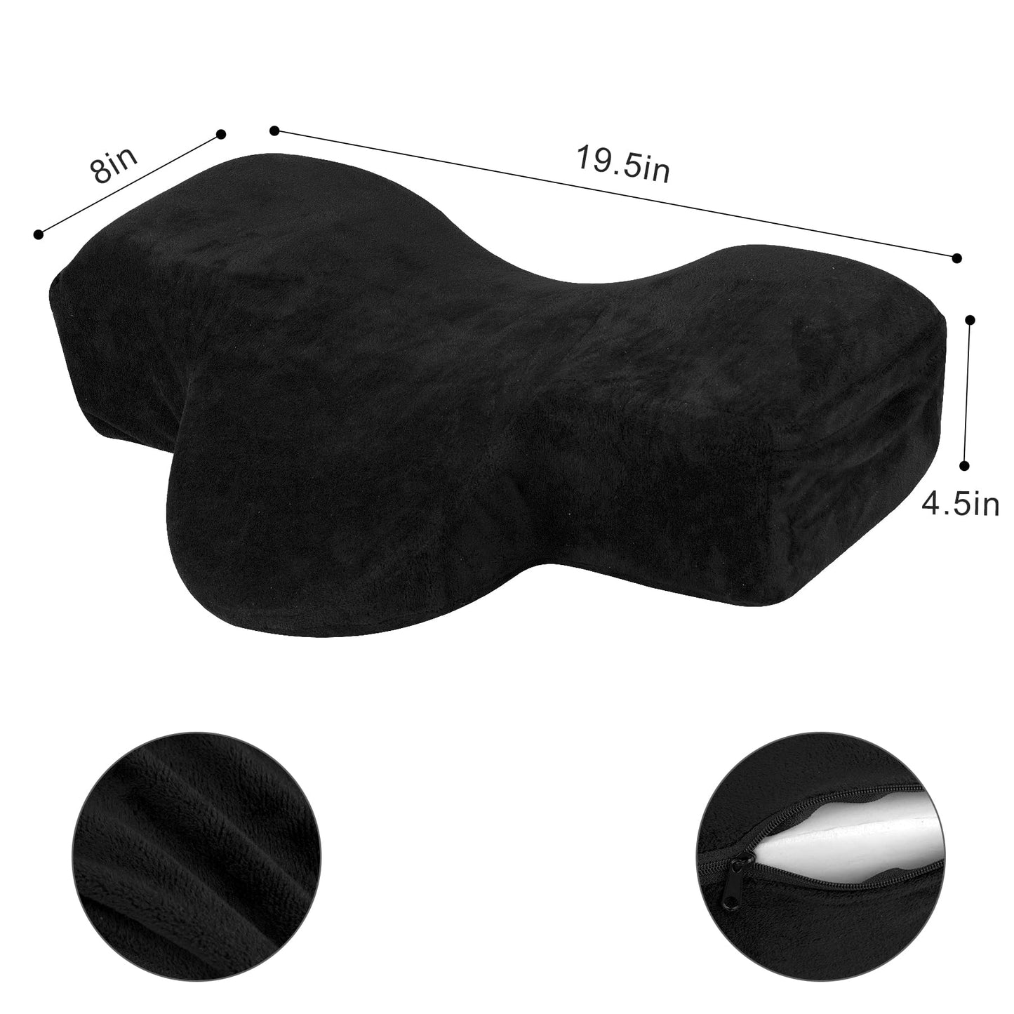 IMENE Lash Pillow for Eyelash Extensions- Memory Foam Lash Pillow with Neck and Back Support, Large Ergonomic lash Bed Pillow with Velvet Pillowcase and Lash Organizer Pockets