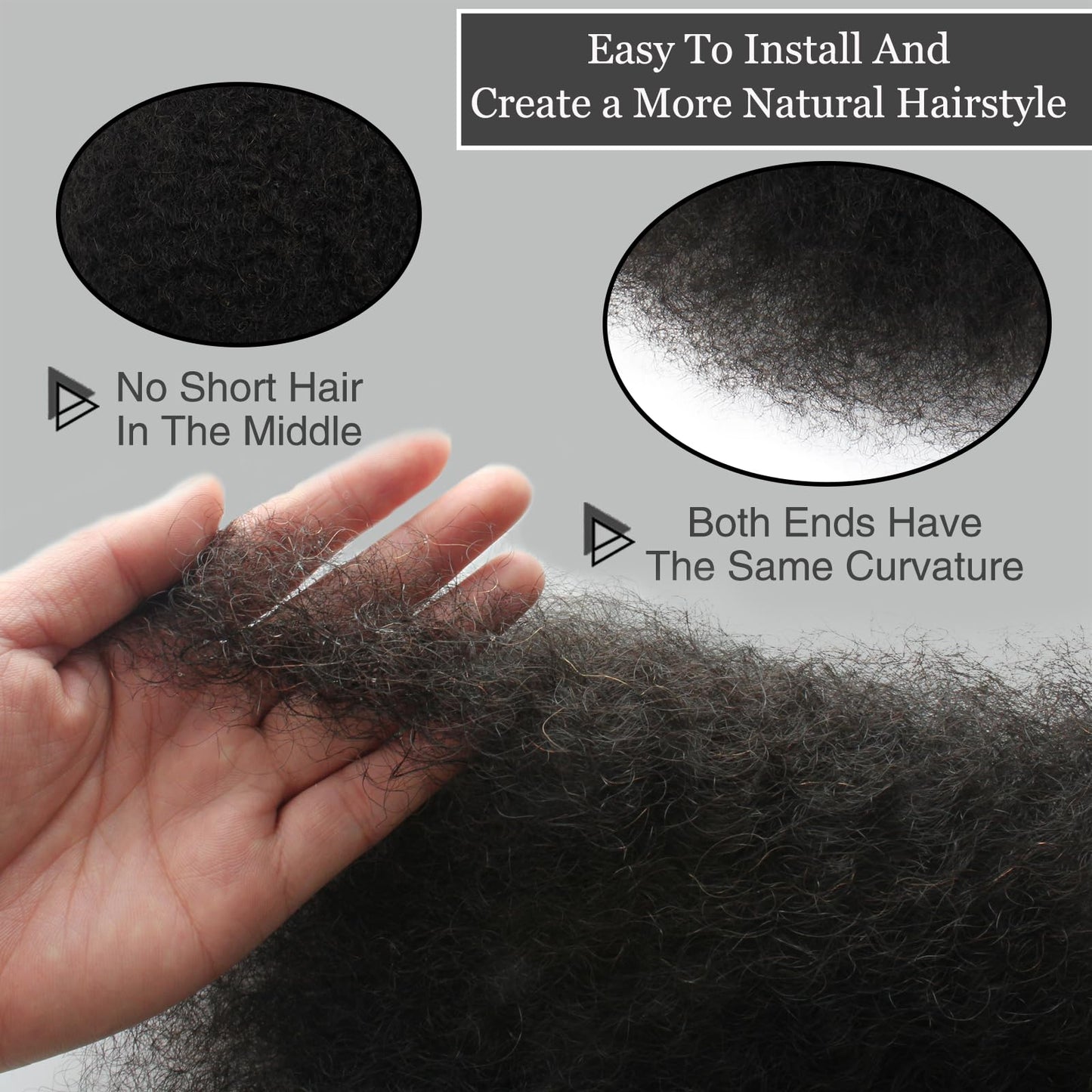 Haftaluv Afro Kinkys Bulk Human Hair 14 Inch 100g Nature Black Afro Kinky Curly Human Hair Bulk for Dreadlock Extensions, Micro Locs, Braiding Twists, Braids and Repair Locs(14 Inch, 1b#)