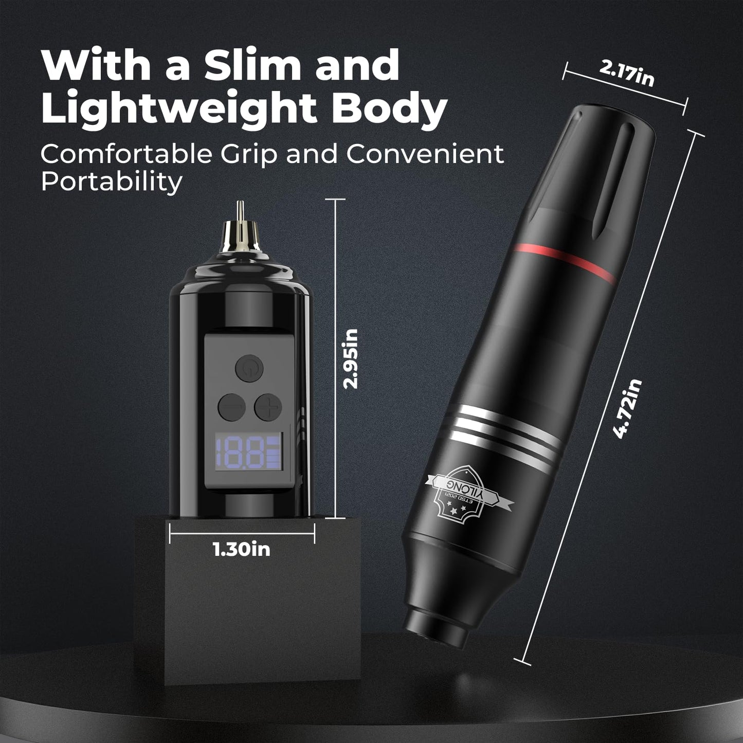 Wireless Tattoo Kit for Beginners - Tattoo Machine with 2pcs 1200 mAh Capacity Power Supply, Tattoo Pen Kit with 10Pcs Tattoo Cartridge Needles Transfer Papers and 2mm Tatoo Practice Skin