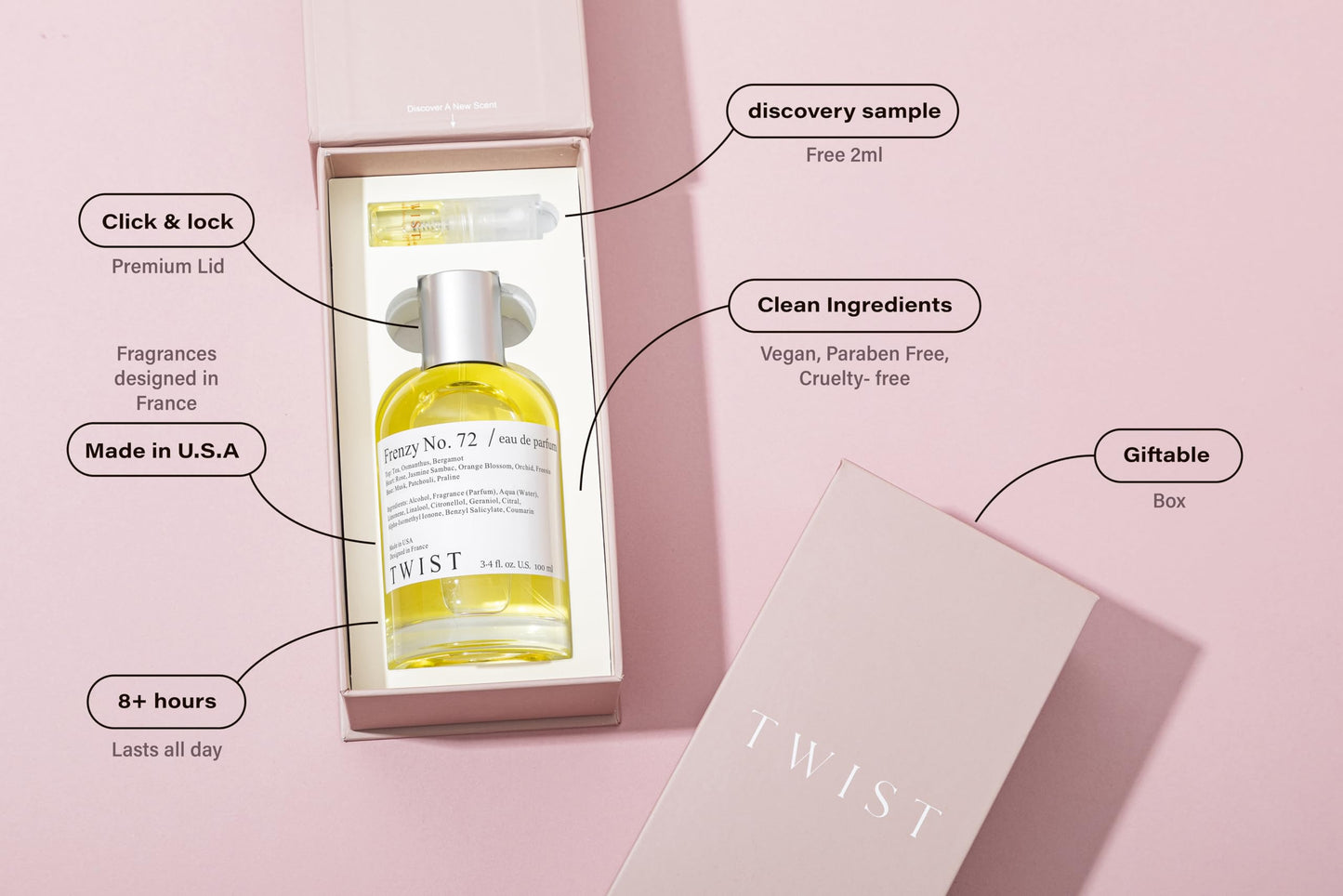 Twist Frenzy No. 72 - Eau De Parfum Inspired by V&Rolf's Flower Bomb, Long-Lasting Perfume For Women, Floral & Vanilla, Vegan, Clean Ingredients, Fragrance - Spray 100 ml | 3.4 fl. oz.