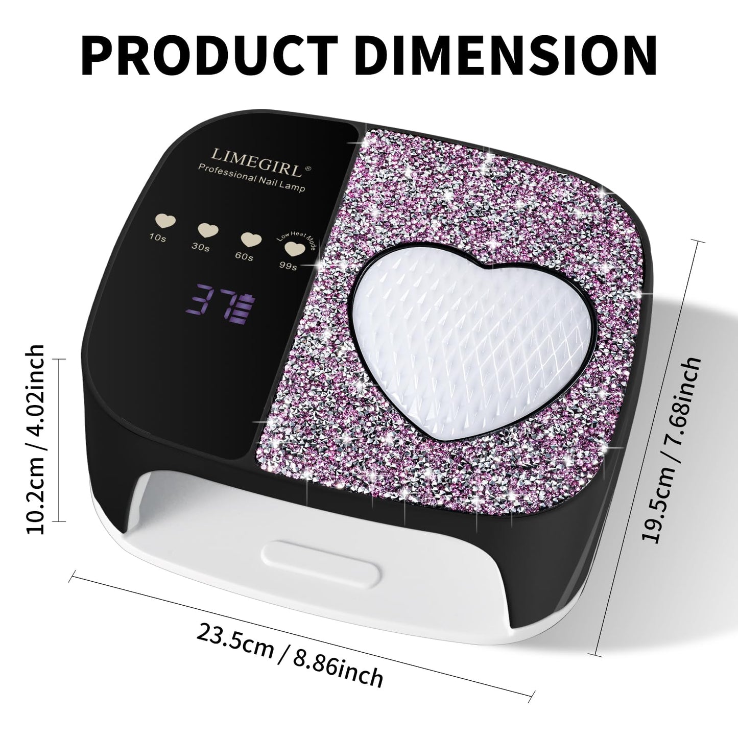 LIMEGIRL UV LED Nail Lamp Kit for Gel Polish Professional Fast Curing Black Dryer Light Set with 4 Timer Settings Cordless Rechargeable Nail Art Cure Machine for Manicure Pedicure at Home and Salon