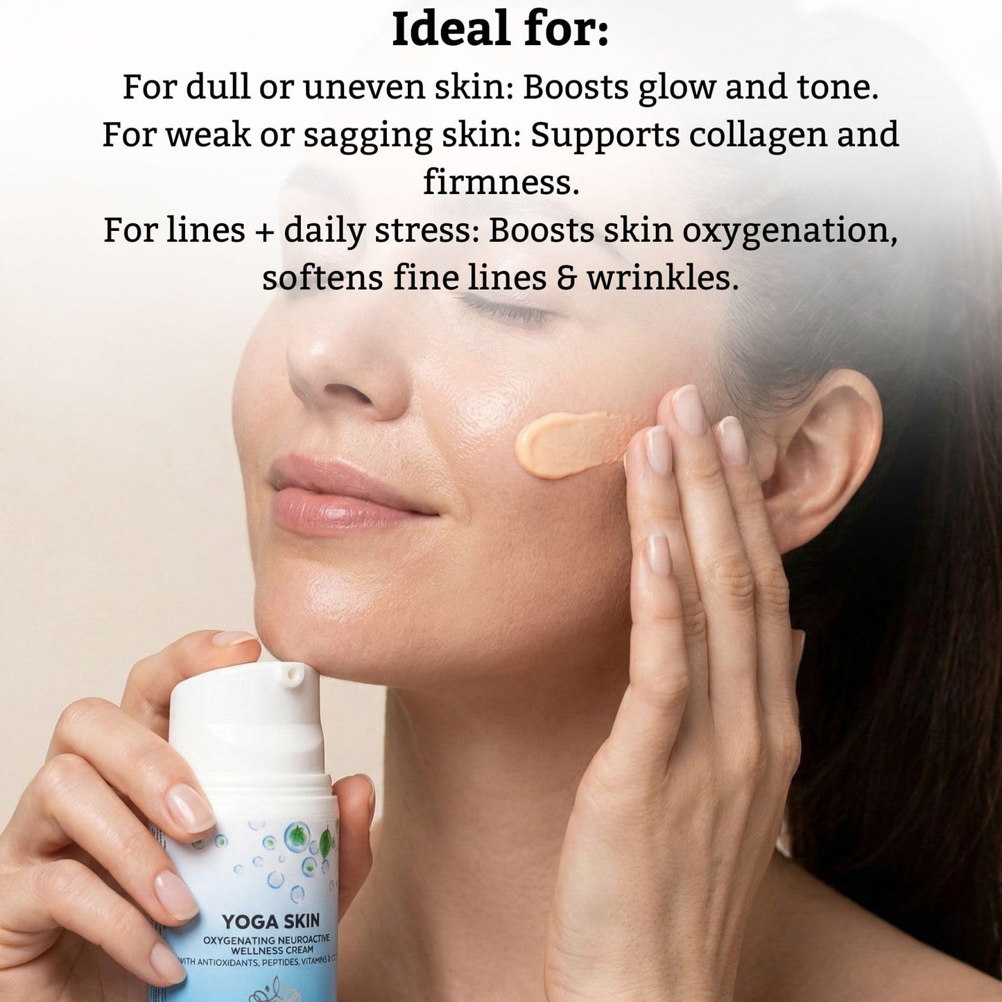 Yunasence YOGA SKIN Oxygenating Neuroactive Wellness Cream, with Antioxidants, Vitamins B. C. D. E. For Radiant, Smooth and Healthier - Looking Skin.