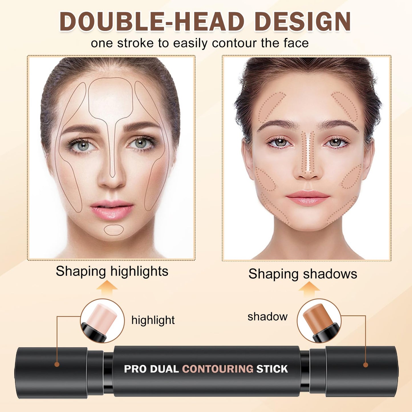 LZXLUKGIR 6 Colors Cream Contour Stick Makeup Contour Kit,Double-ended Cream Bronzer Stick,Highlighter Stick,Cream Blush Stick,Lightweight Contour Makeup Kit for Beginners - Set A