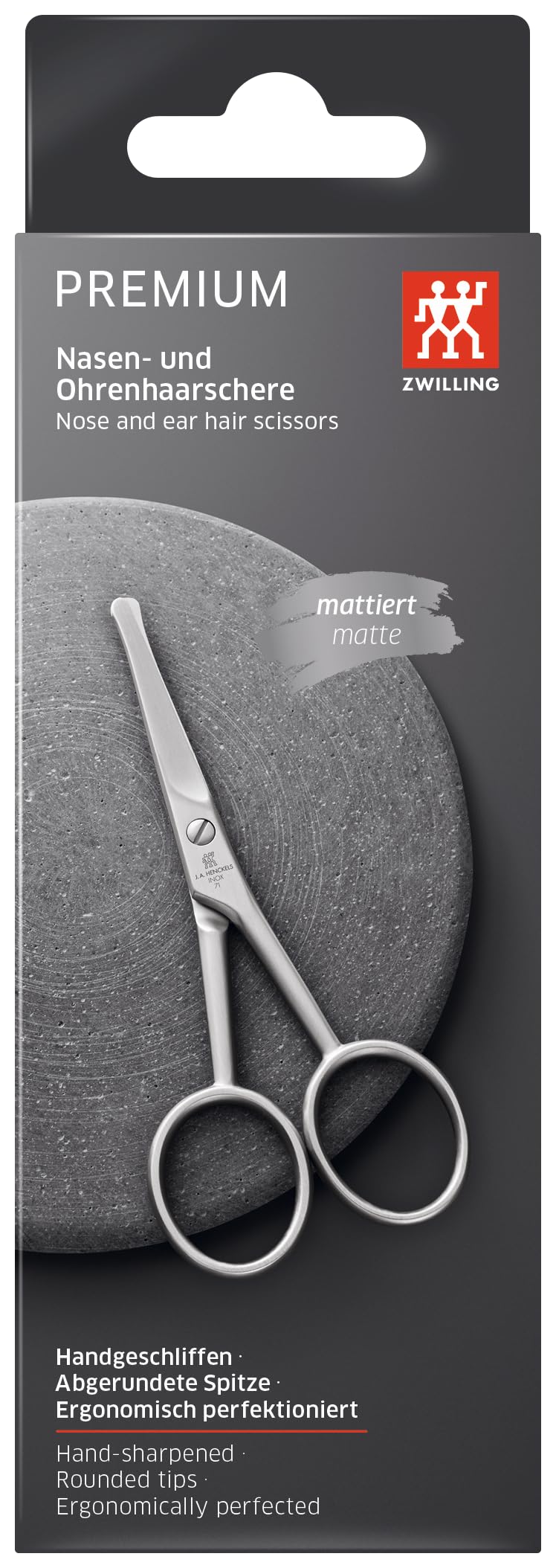 ZWILLING Nose Facial Hair Scissors, Durable Stainless Steel, Matte, Premium Facial Care, 105 mm