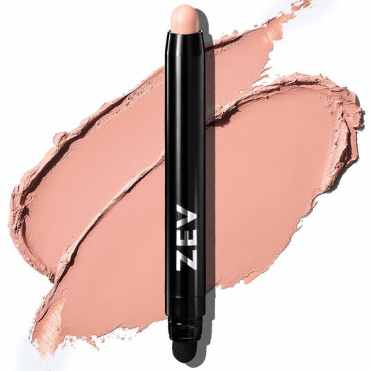 Zev Eyeshadow Stick – ShadeRush 2-in-1 Cream Eyeshadow Stick – Cream-to-Powder Eye Shadow with Built-in Smudger – Matte Makeup – Waterproof and Crease-Proof – Peachy Matte