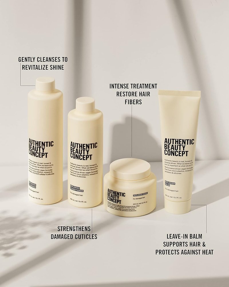 Authentic Beauty Concept Replenish Conditioner - Vegan & Cruelty-Free Formula for Damaged Hair | Seals Cuticle & Restores Shine