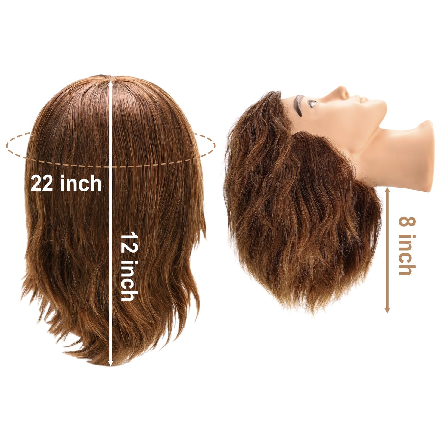 Barber Mannequin Head Male, Mannequin Head Human Hair for Practicing Haircut, Cosmetology Mannequin Head with 100% Human Hair