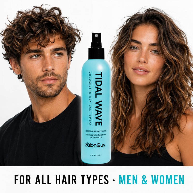 THESALONGUY Tidal Wave Sea Salt Spray for Hair – Volumizing & Texturizing Beach Wave Spray for Men & Women | Matte Finish, Light Hold, Alcohol-Free | All Hair Types | 8 oz