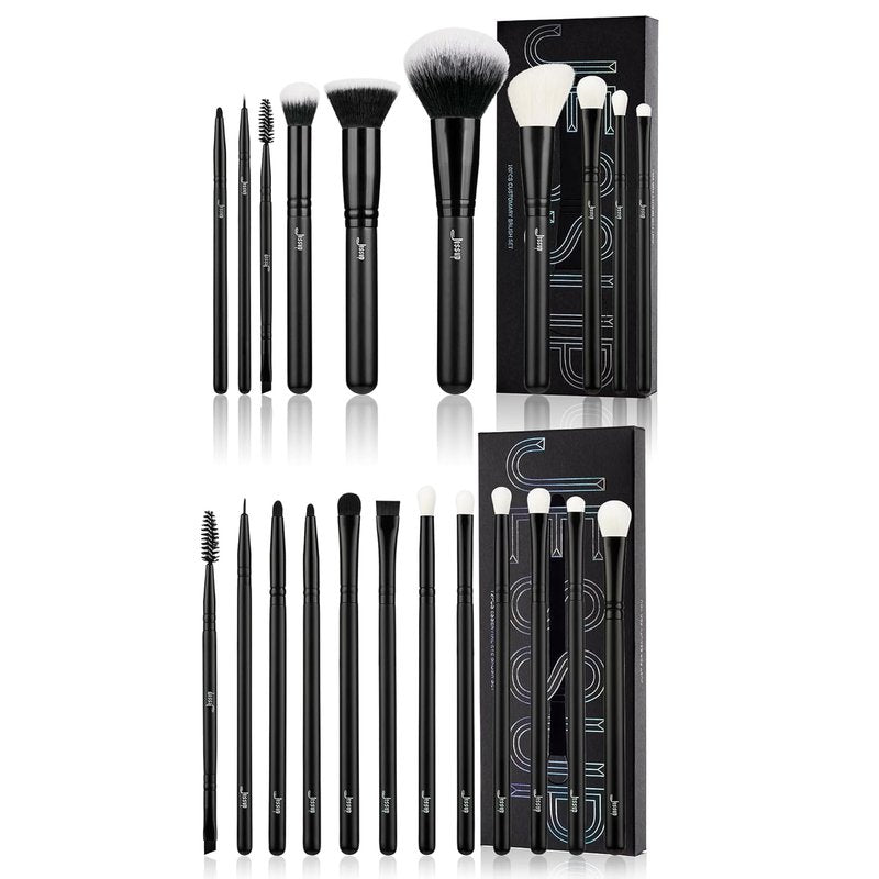 Jessup 10-Piece Black Makeup Brush Set | Eye Brushes Included, Premium Quality