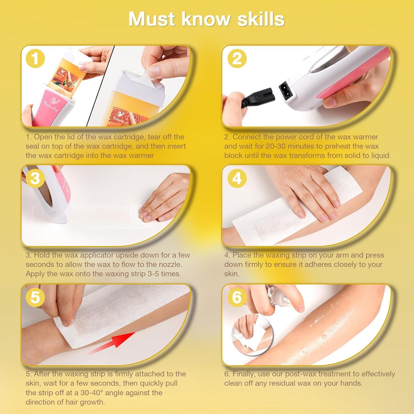 Roll-On Wax Kit - Hair Removal Waxing Kit with 2 Soft Honey Cartridges | Ideal for Women & Men