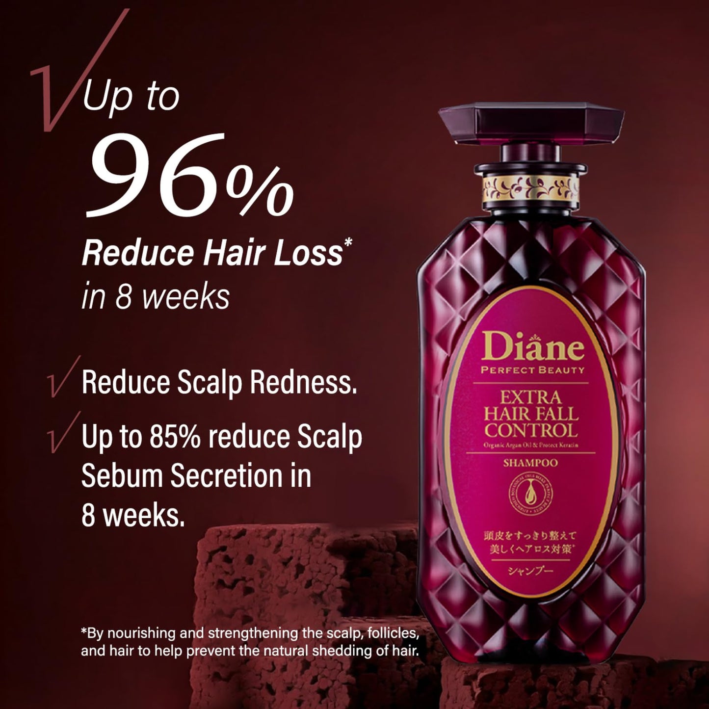 Moist Diane Hair Thickening Shampoo for Thin Hair, Anti Thinning Shampoo for Women & Men, Japanese Paraben& Sulfate Free SHAMPOO with Keratin, Argan Oil& Biotin, VOLUME& SCALP 15.2 Fl Oz 2 Count
