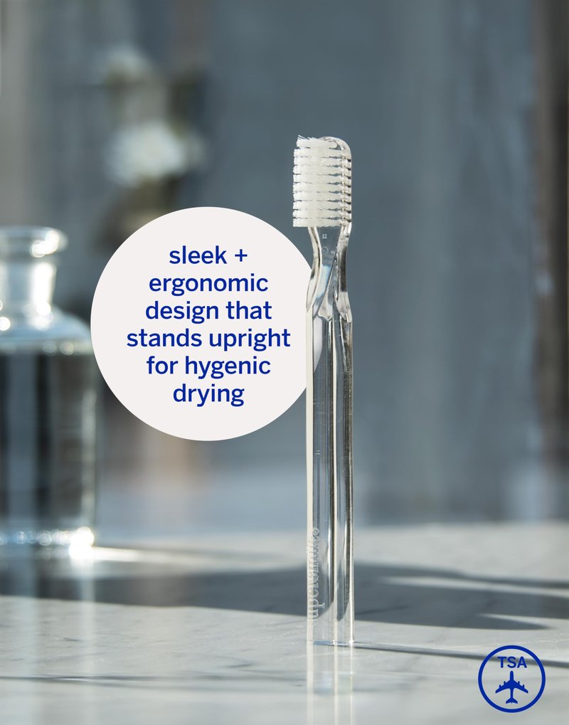 Supersmile New Generation Toothbrush w/Patented 45° Soft Nylon Bristles - Whitening Tooth Brush w/Ergonomic Handle Guarantees ADA Recommended Brushing Angle for Adults & Children (Clear), 2 Count