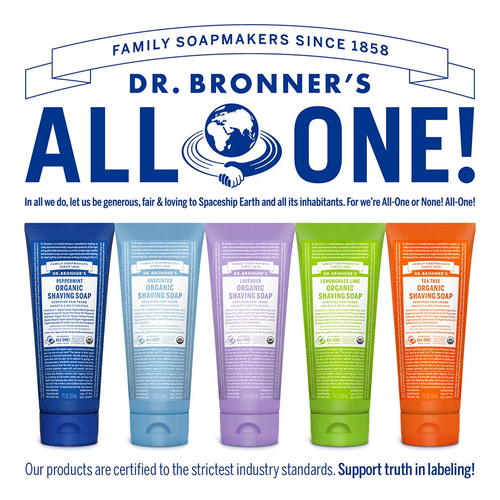 Dr. Bronner's Organic Shaving Soap– (Lavender, 7 Ounce)– Moisturizing Shave Soap for Men & Women– Certified Organic Sugar & Shikakai– For Face, Underarms & Legs