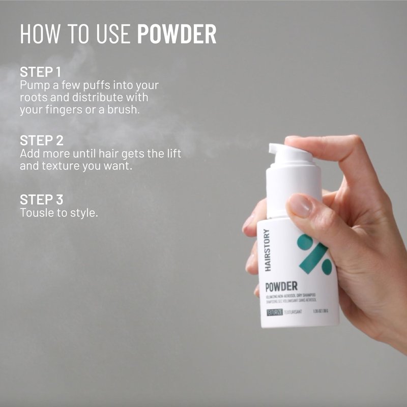 Hairstory Powder – Talc Free Non-Aerosol Dry Shampoo, Absorbs Oil and Adds Volume and Texture Between Washes, All Hair Types, 1.32 Oz