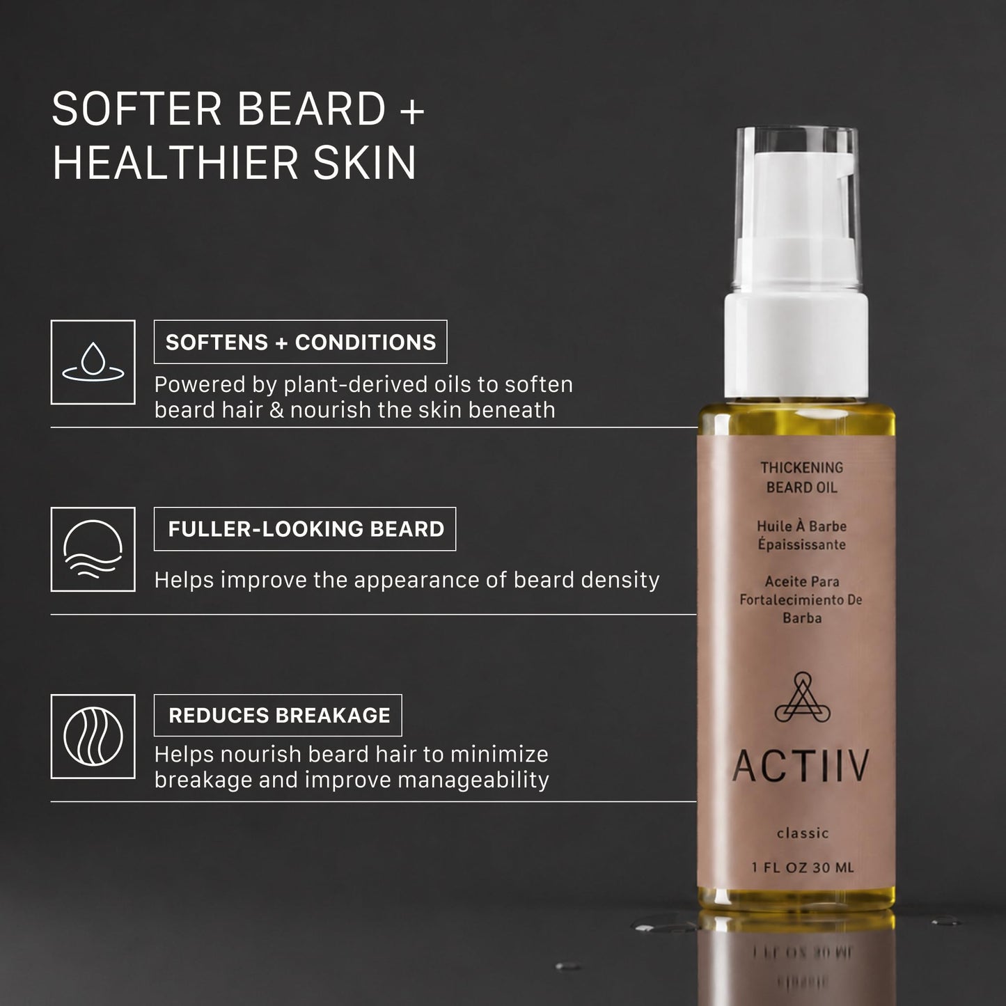 Densifying Beard Oil - Classic Scent | For Fuller Beard, 1 Fl Oz