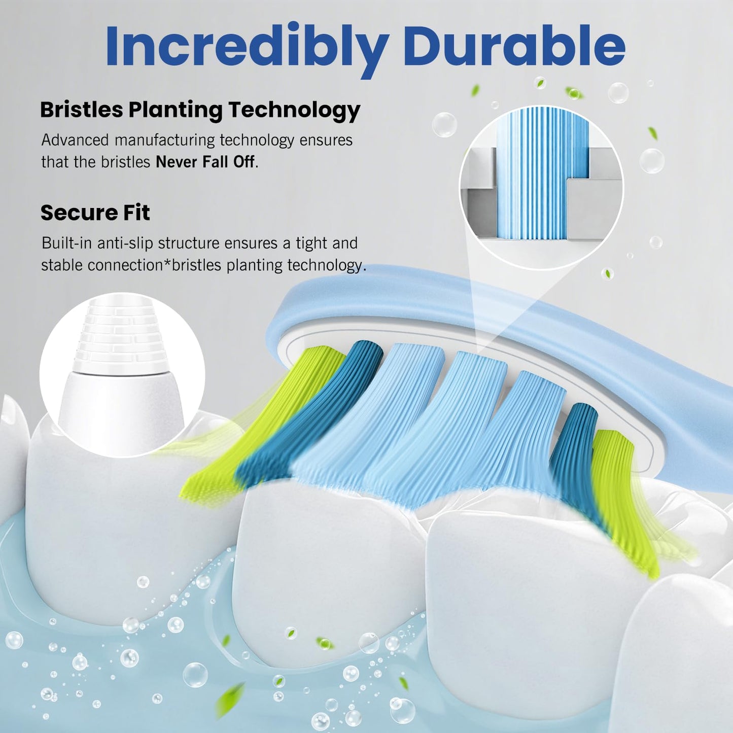 HAPPYMOMO Replacement Toothbrush Heads Compatible with Philips Sonicare DiamondClean Smart/ProtectiveClean 4100/5100/6100, C3/G3/W3/C1/C2 & Other Snap-on Models, Plaque Removal, 8 Pack
