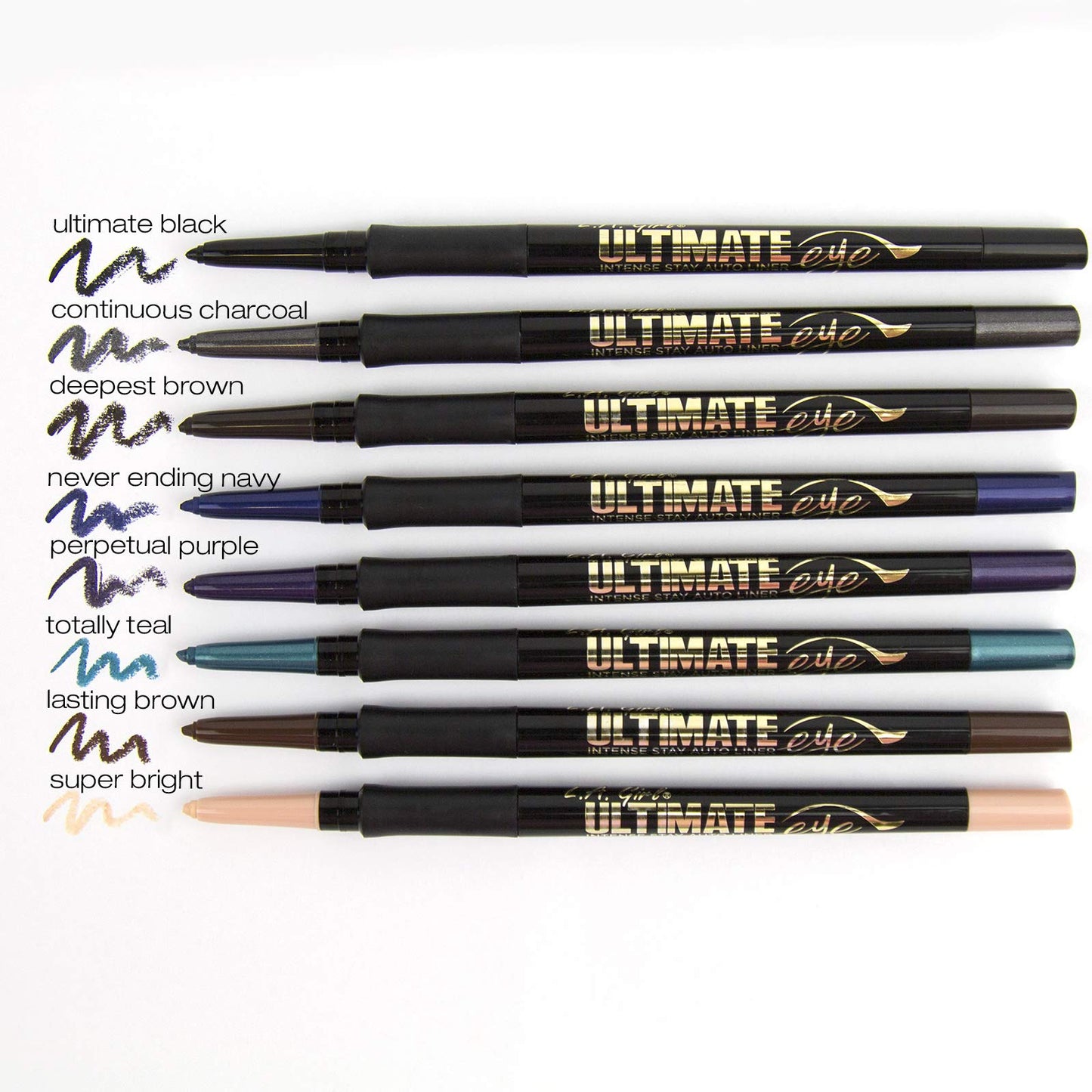 L.A. Girl Ultimate Intense Stay Auto Eyeliner, Lasting Brown GP327 (Pack of 3)