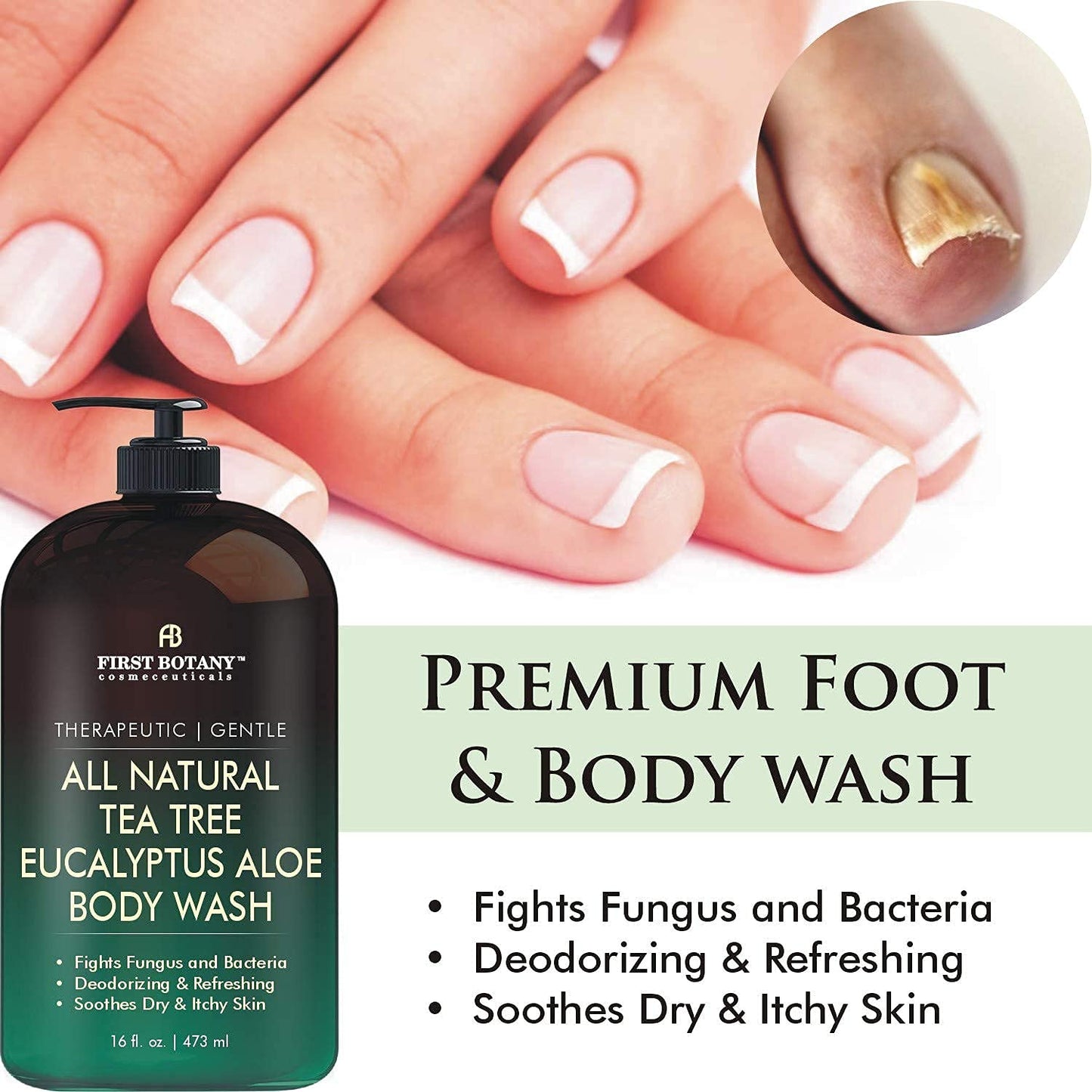 Tea Tree Body Wash - All Natural Eucalyptus & Peppermint Cleanser for Body Odor, Acne, Eczema | 16 fl oz