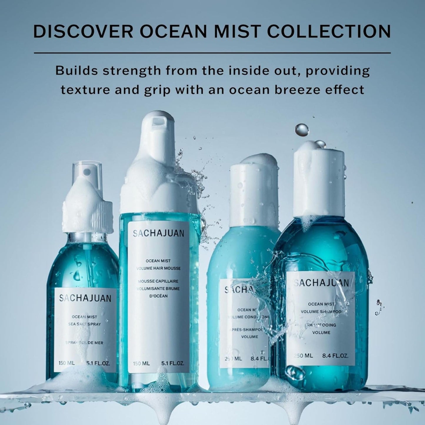 SACHAJUAN Ocean Mist Shampoo & Conditioner Travel Duo | Weightless Volume & Texture | Strengthens Fine Hair with Ocean Silk Technology | Vegan & Paraben-Free | TSA-Friendly | Set of 2