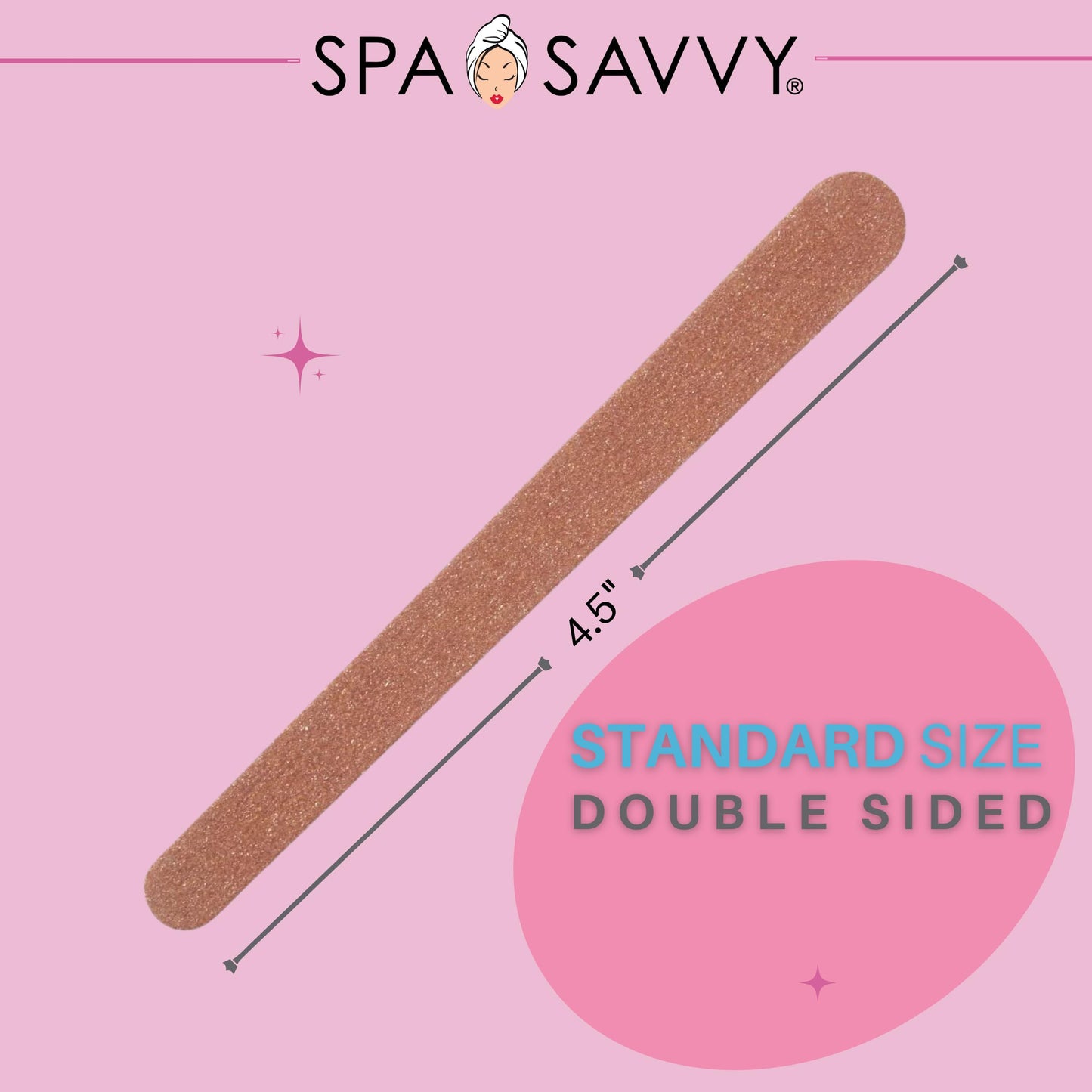 Spa Savvy Nail File Set, 50 Count, Double Sided 4.5 Inch Emery Boards for Regular, Gel, and Acrylic Nails, Pedicure and Manicure Tools