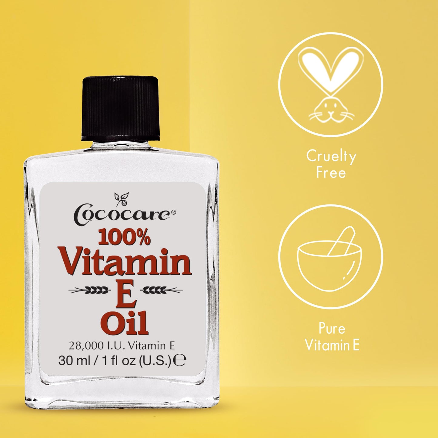 COCOCARE 100% Vitamin E Oil - Maximum Moisture for Dry Skin - 28000 I.U Wrinkle Reduction - 1 Fl Oz - 4 Pack