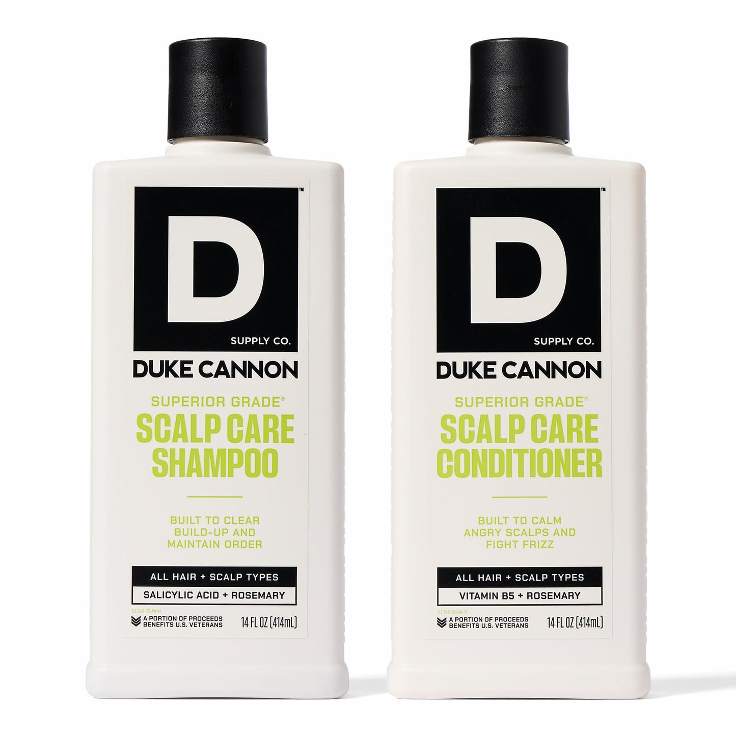 Duke Cannon Superior Grade Scalp Care Shampoo & Conditioner Bundle, 2-Pack, 14 oz Each – Deep Cleansing, Scalp Soothing, Sulfate-Free, Moisturizing Hair Care for Men