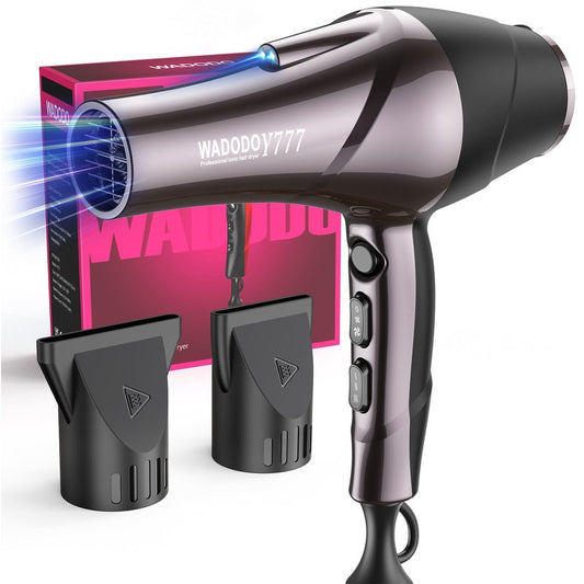 WADODO Ionic Hair Dryer, 2200W Professional Blow Dryer Fast Drying Travel AC Motor Constant Temperature Low Noise Ion Dryers Curly Care Hairdryer Blowdryer for Women Men