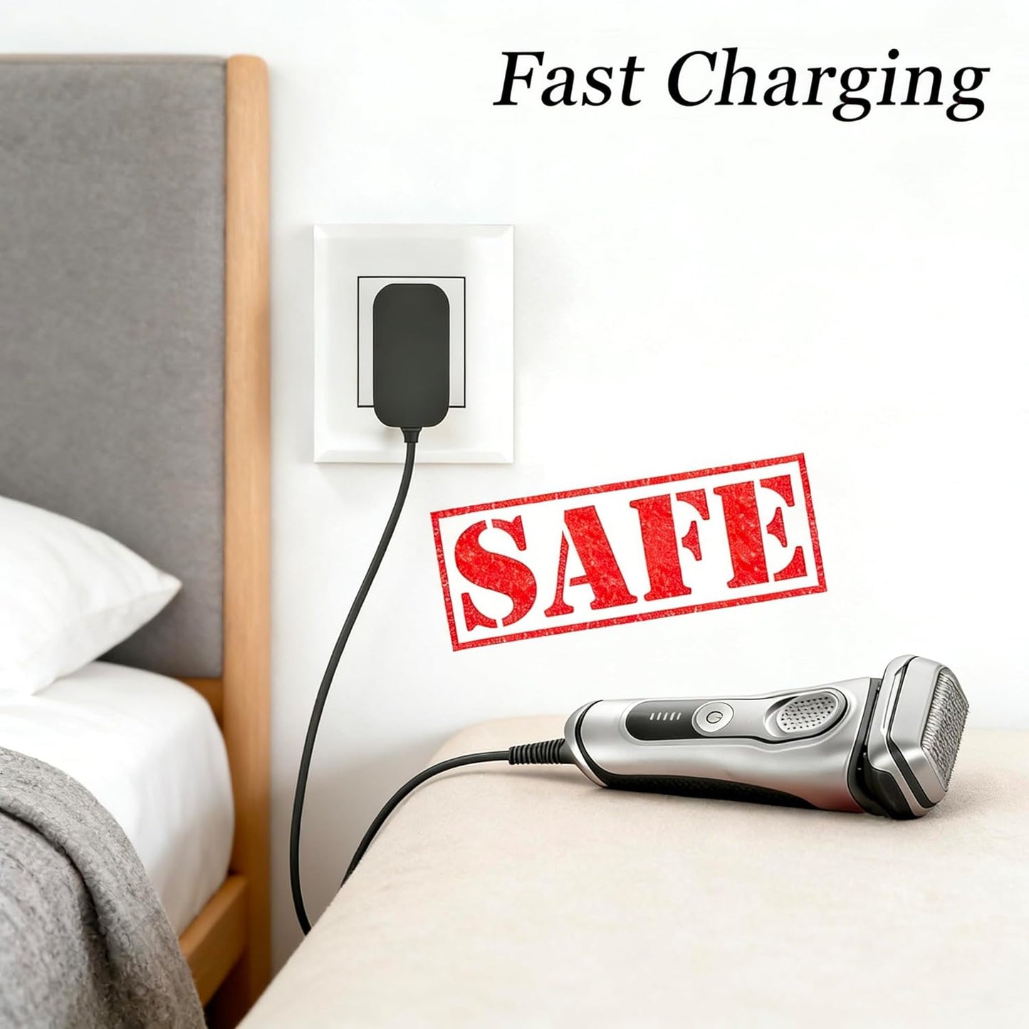 12V Charger for Braun Shaver Series S1-S9 | Wall Power Adapter for Electric Razor & Trimmer