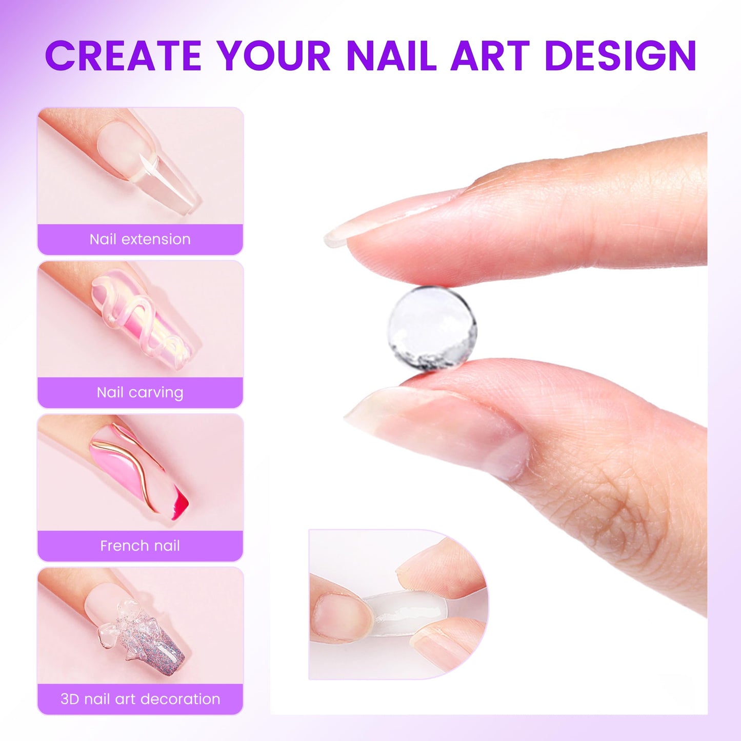 AIJIMEI 150ml Solid Builder Hard Gel for Nails Extension Nail Thickening Solution Solid Nail Builder Gel No Stick Hand 3D Sculpture Carving for Nail Art Design (Clear, 150ml/5Fl.oz)