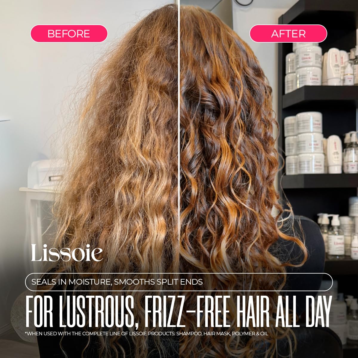 Lissoie Revitalizing Anti-Frizz Hair Mask 8 fl oz | Deep Conditioner for Dry Damaged Color-Treated Hair | Collagen, Keratin & Coconut Oil | UV Shield | Sulfate-Free, Paraben-Free, Cruelty-Free
